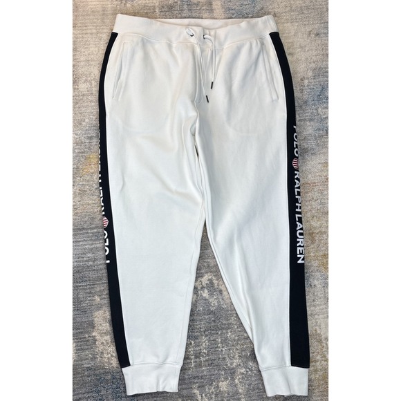 Polo Ralph Lauren Women's Jogger Sweatpants White Black Logo Size XL - Picture 3 of 9